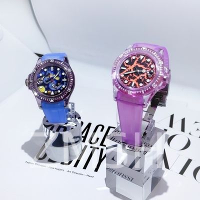 Cassa dell'orologio in zaffiro rosa Sakura coltivato in laboratorio, lusso resistente ai graffi