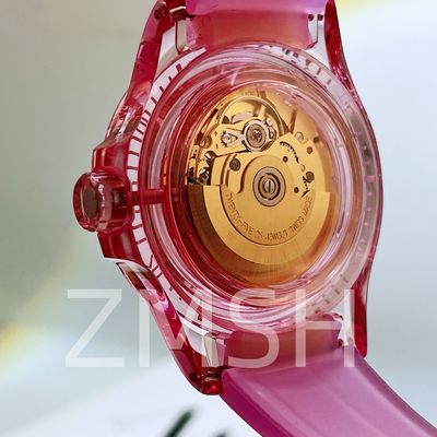Cassa dell'orologio in zaffiro rosa Sakura coltivato in laboratorio, lusso resistente ai graffi