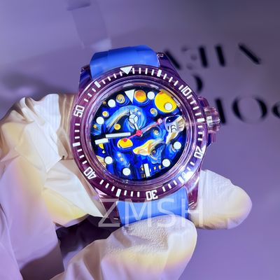 Cassa da orologio di zaffiro grigio-violato di laboratorio personalizzata lussuosa resistente agli graffi
