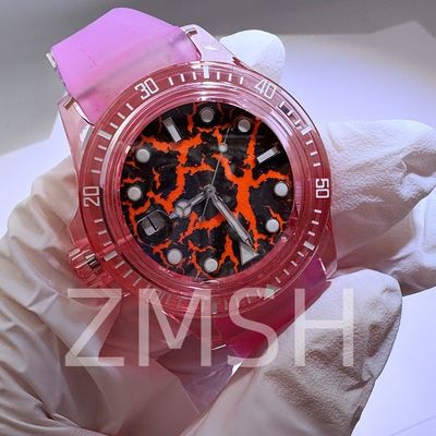 Buon prezzo Cassa dell'orologio in zaffiro rosa Sakura coltivato in laboratorio, lusso resistente ai graffi in linea