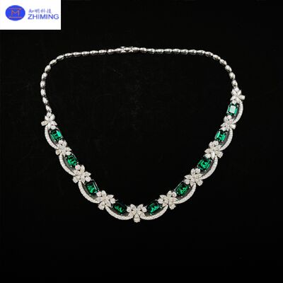 Buon prezzo Collare di moissanite verde di taglio smeraldo Gioielli di lusso in linea